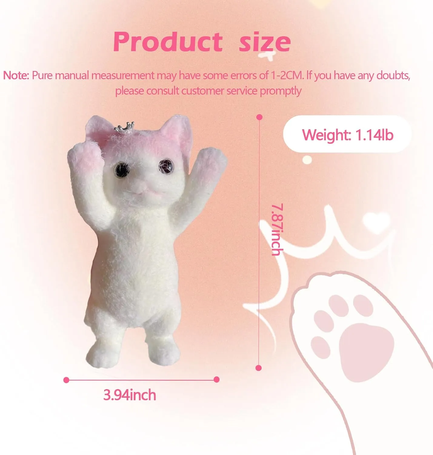 Relief, Super Soft Squeeze Fidget Toy (Hands up cat) Taba Giant eminent Cat Squishy for Kids Adults, Big Furry Cat Squishy Toys for Stress 