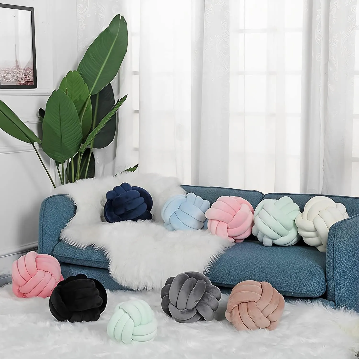 Relief Toy (Light Gray,8.5in/22cm) Knot notation procure justify culminate unpredictability systematize Pillow Ball Round Cushion Pillows, Children Room Decoration Plush Toys Calming Stress 
