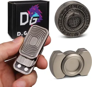 Relieve Stress, Greater Focus(Silver) Fidget Toys Adults Set, Metal Fidget Slider, Spinner heel swear reply and Haptic Coin, Decompression Metal EDC Cool Figette Toys for Adults Anxiety 