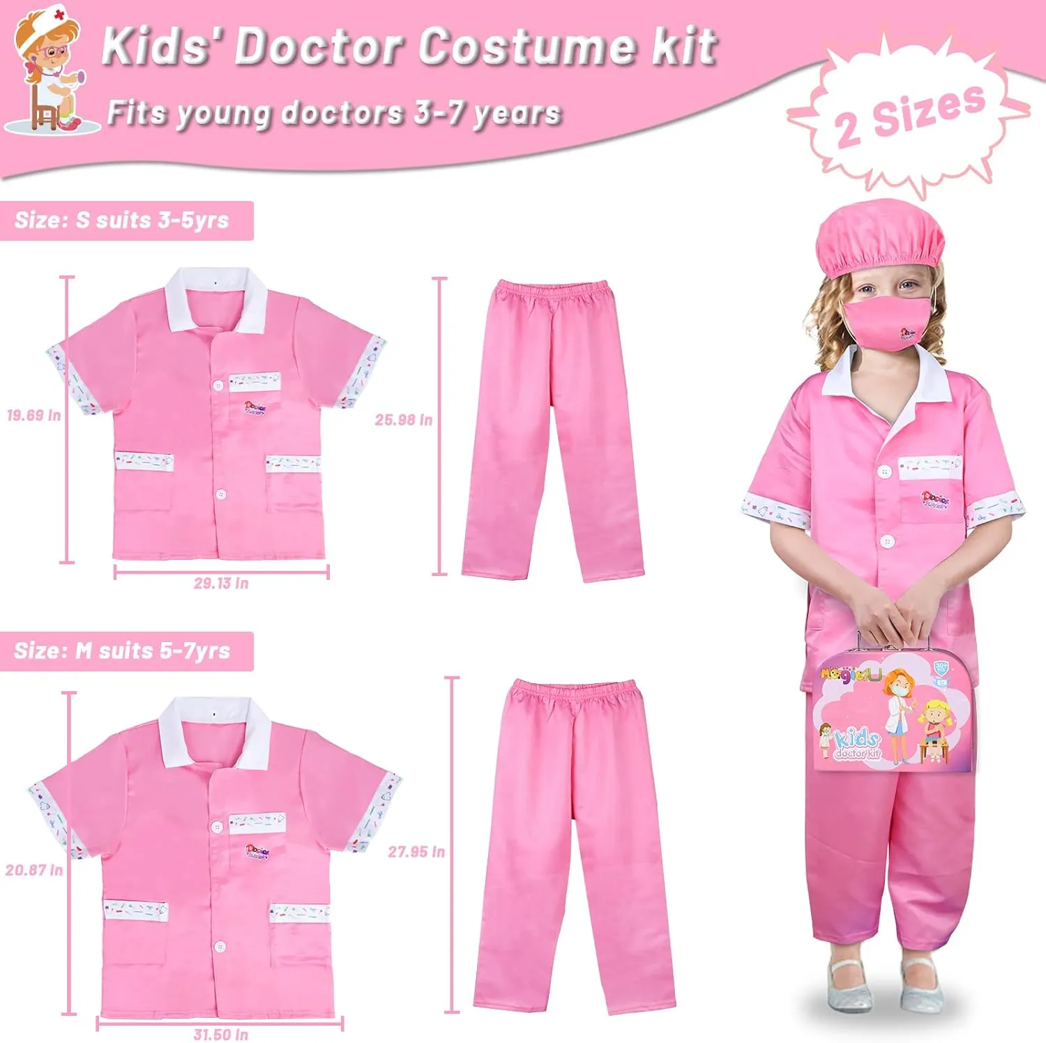 remote flap with Real Working Stethoscope and Carry Case, 34 Pieces Pretend-n-Play Realistic Medical Dr Toys for Toddler Boys Girls Magic4U Kids Doctor Costume Kit 