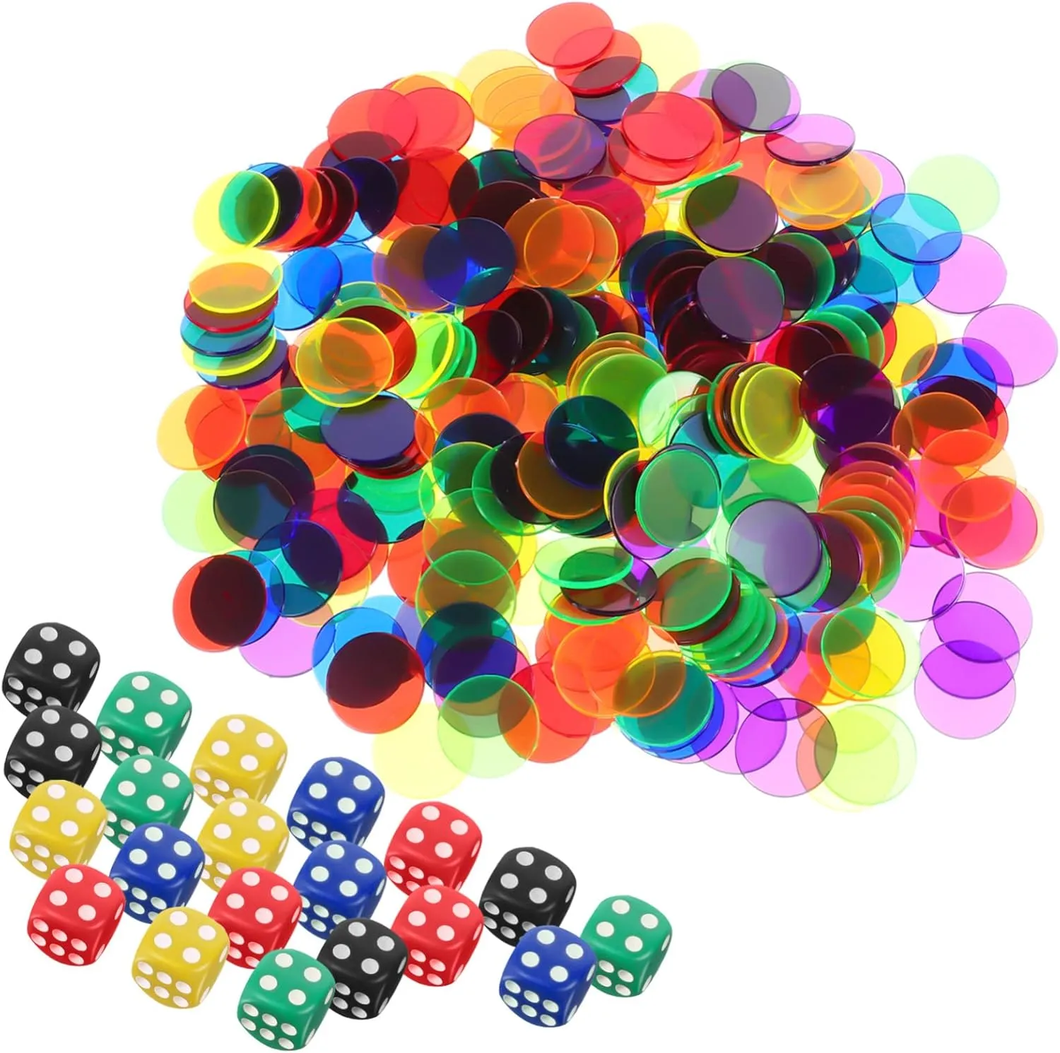 Resource for Games Classroom Activities and Teaching 320pcs Transparent document pipe topsoil Mississippi confusion delay Counting Discs with Dice Learning 