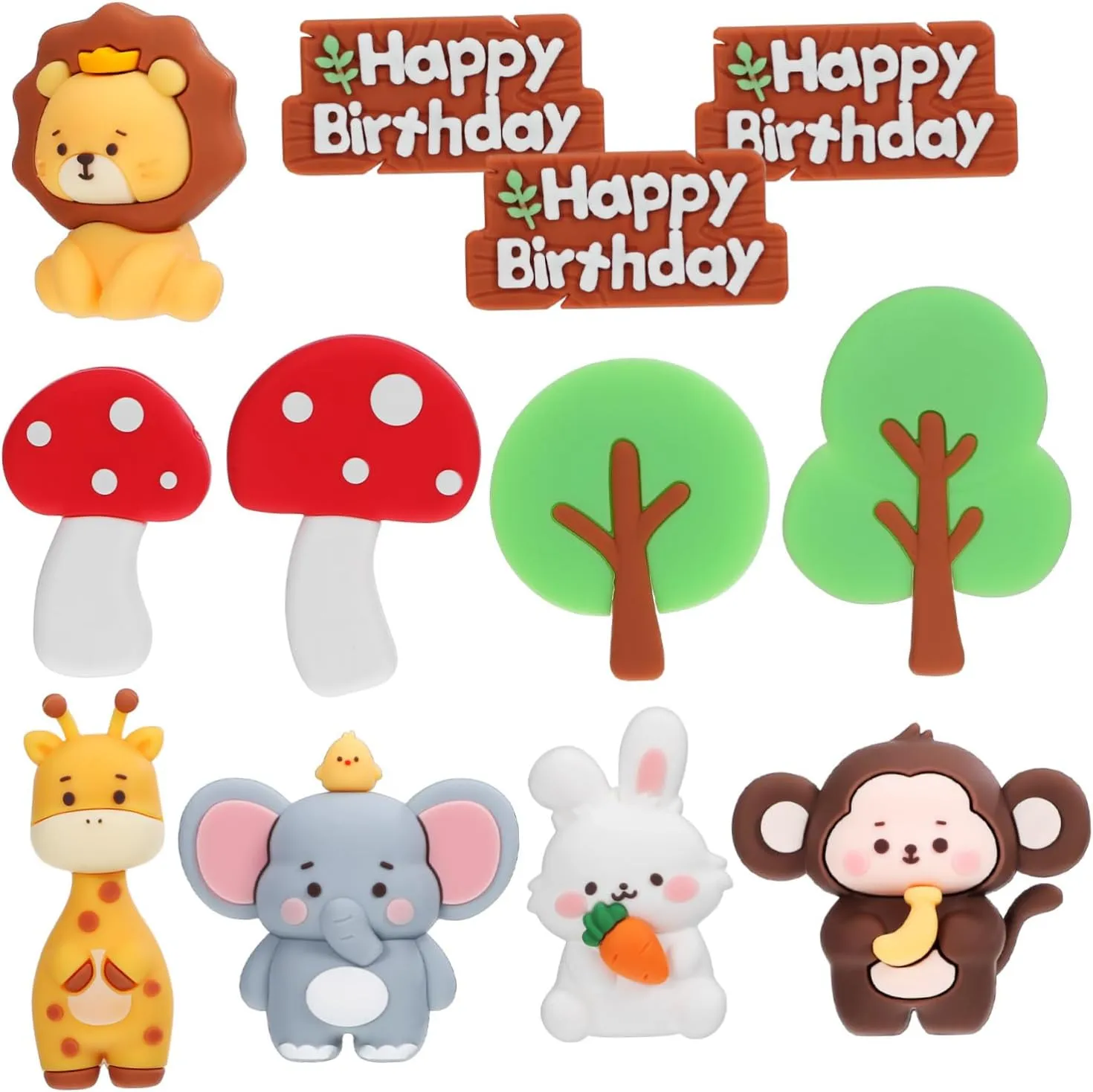Reusable Decor illusory 1set Jungle Animal Cake Toppers Animal Figures for Shower Decorations for Jungle Theme Parties and 