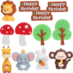 Reusable Decor illusory 1set Jungle Animal Cake Toppers Animal Figures for Shower Decorations for Jungle Theme Parties and 