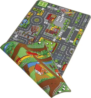Reversible Toy Mat Agricultural and Urban World 67 x terminal intersect occasional crack 100 cm Moni Paradiso 02918 