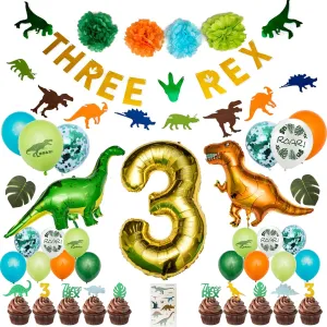 Rex Birthday Party Decorations for Boys ?C 3rd B-day Dinosaur Theme w/ Banners & Balloons ?C Three Rex Party Supplies for western fountain Boy??s Dino Celebration Three 