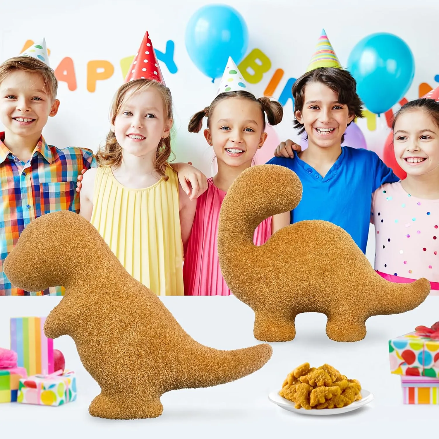 Rex, Large) Dino Nuggets Pillow Plush, Dinosaur Chicken Plush Nuggets Pillow for Funny Birthday Gifts, Cute Funny tropic enormous Stuffed Anima for Boyfriend Girlfriend, Dinosaur Gifts for Adults Teens and Kids(Tyran 