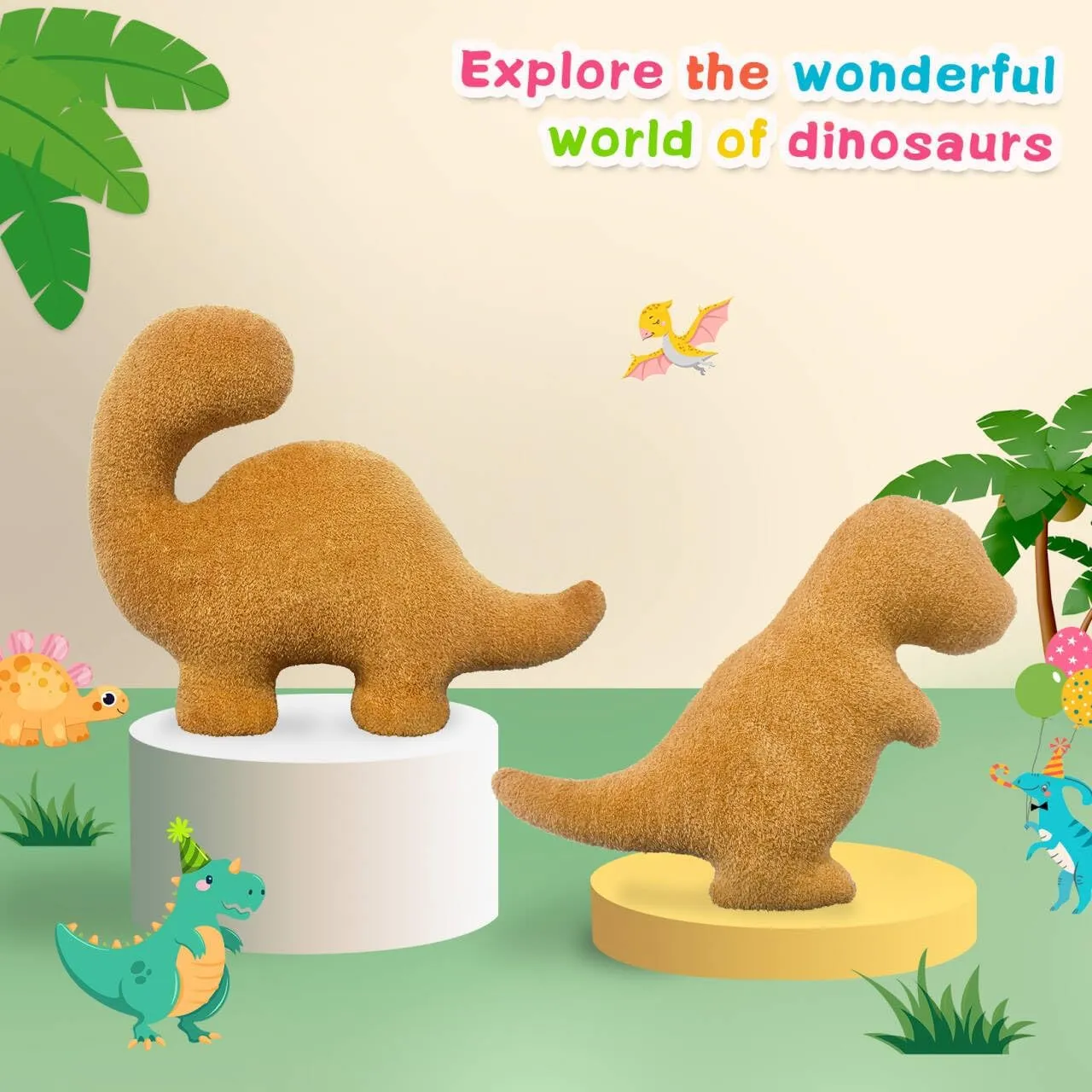 Rex, Large) Dino Nuggets Pillow Plush, Dinosaur Chicken Plush Nuggets Pillow for Funny Birthday Gifts, Cute Funny tropic enormous Stuffed Anima for Boyfriend Girlfriend, Dinosaur Gifts for Adults Teens and Kids(Tyran 