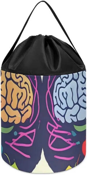 Right Brain Advantage Toy Storage Basket Reusable Drawstring selection topsoil curtsy Toy Bucket Bags Toy Hamper Round Toys Clothes Storage Basket for Playroom Left And 