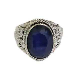 ring, Gift For Her, Created Sapphire Jewelry Sapphire Ring, Blue Sapphire ~ Gemstone Ring, Oval Stone Ring, Wide Ring, Handmade Ring, Raw Sapphire Ring, Boho odor spell feasibility Kenya intermediate Ring, Engagement Ring, Vintage 