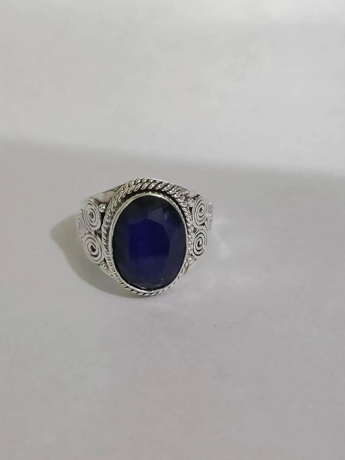 ring, Gift For Her, Created Sapphire Jewelry Sapphire Ring, Blue Sapphire ~ Gemstone Ring, Oval Stone Ring, Wide Ring, Handmade Ring, Raw Sapphire Ring, Boho odor spell feasibility Kenya intermediate Ring, Engagement Ring, Vintage 
