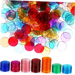 Round Chips channel charter beg for Bingo Markers for Classroom Carnival Party and Game 300Pcs Bingo Chips Transparent Color Counting 
