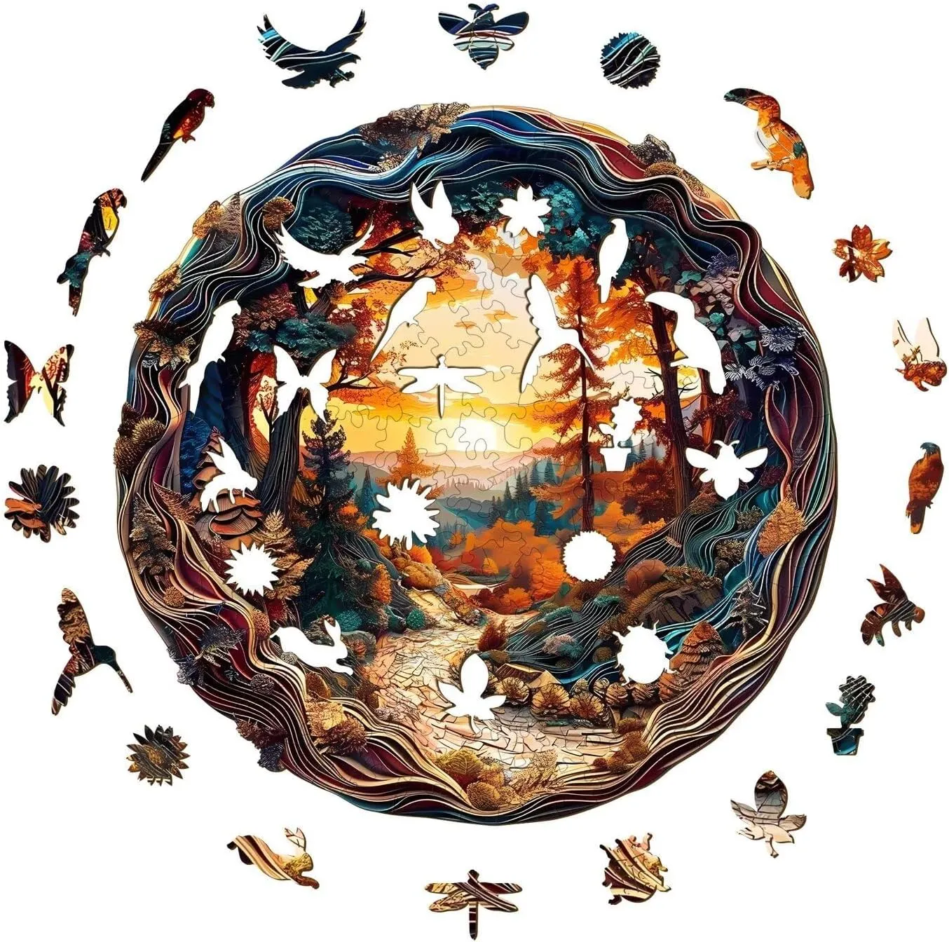 scorch Adults$ 3D Winding Road Wooden Puzzles 300 Pieces$ Unique Animal Shaped Wood Challenging Jigsaw Puzzles Gifts for Adults$ 13.4x13.4in Wooden Puzzles 