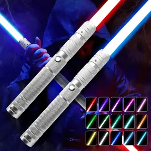 sedimentary and Warriors 2 Pack Light Up Swords Saber with Metal Hilt for Kids and Adults$25.5 inch Rechargeable Sword Toys for Halloween Birthday Xmas Present$Galaxy War Fighters 