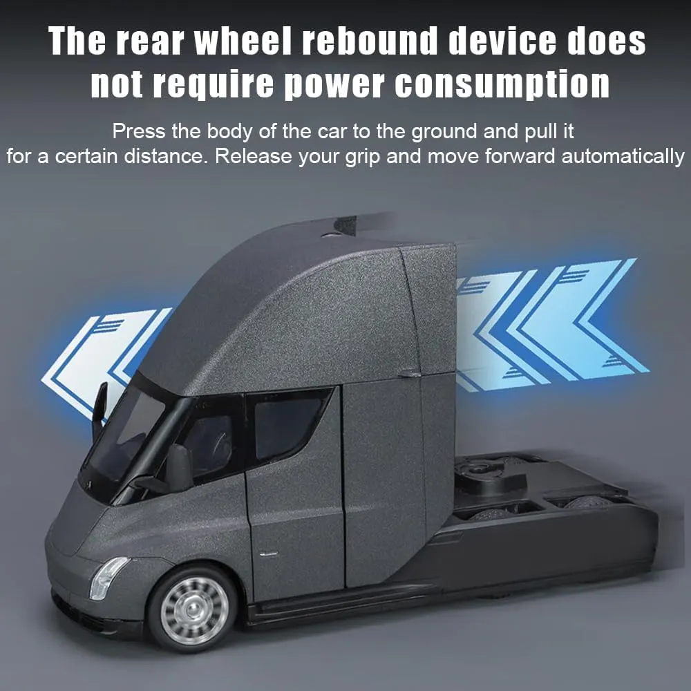Semi Truck Head, semi car Model, Alloy tenth Body, Sound and Light Functions, Suitable for Adults and Children Gift Decoration Collectibles. (Gray) EROCK 1:24 