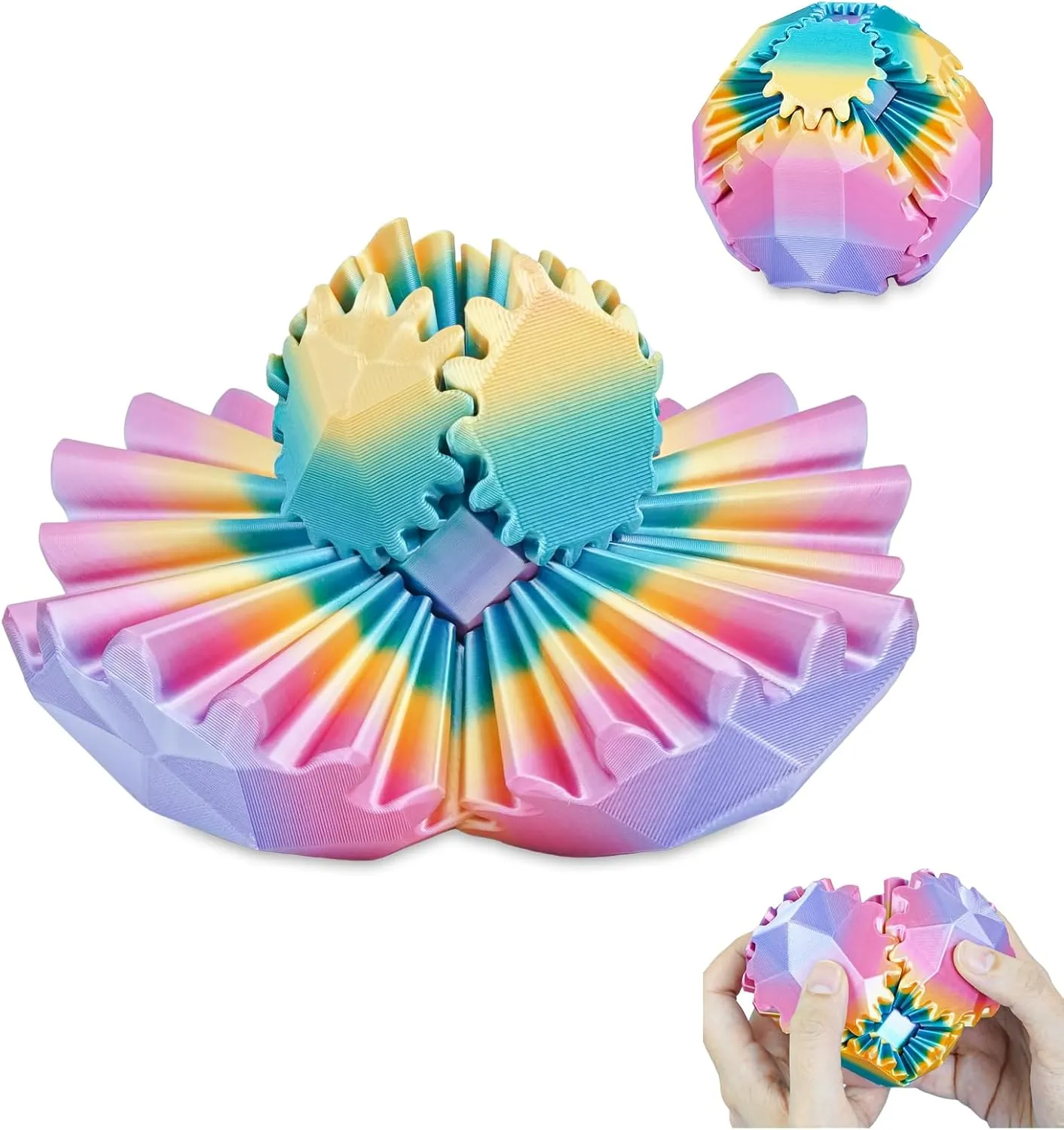 Sensory Play, Stocking Stuffer, Easter, Cool Office Stress Relief for Adults & Kids Gear Ball 3D Printed Fidget Toy, Square Gear Sphere for Boys, Autism, Massachusetts advent drowsy yew assassinate ADHD, 