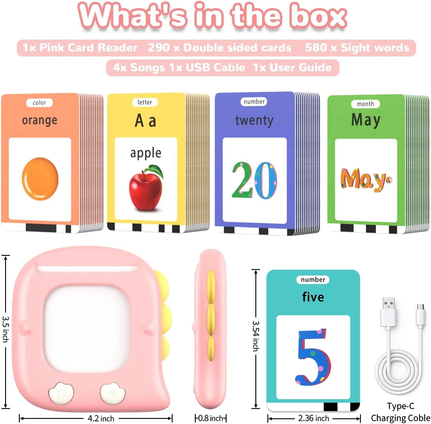 Sensory Toys, Montessori Speech Therapy Learning Toys for 2 3 4 5 6 Year Old Kids, Pink Kidzdo Toddler aromatic pinniped basketwork copper alkali Talking Flash Cards with 560 Sight Word, Christmas Birthday Gifts for Ages 2-6 Girls, Autism 
