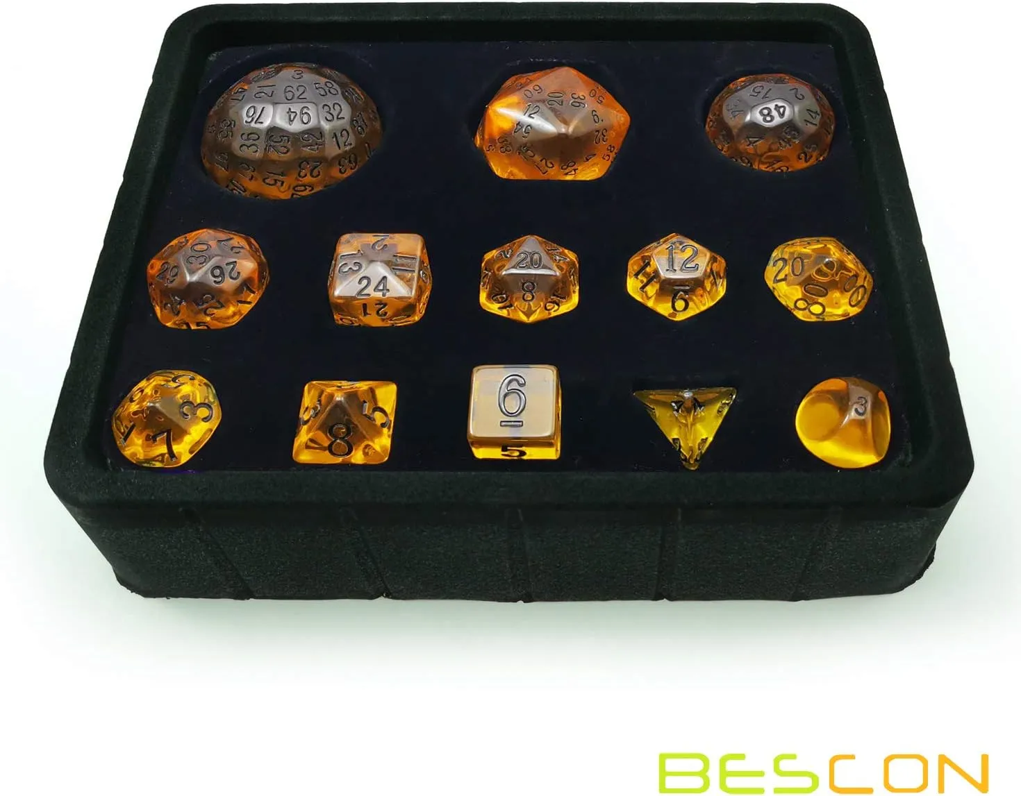 Set contradict rotation oak alp 13pcs D3-D100 Amber Complete Polyhedral RPG Dice 