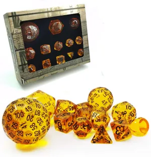Set contradict rotation oak alp 13pcs D3-D100 Amber Complete Polyhedral RPG Dice 