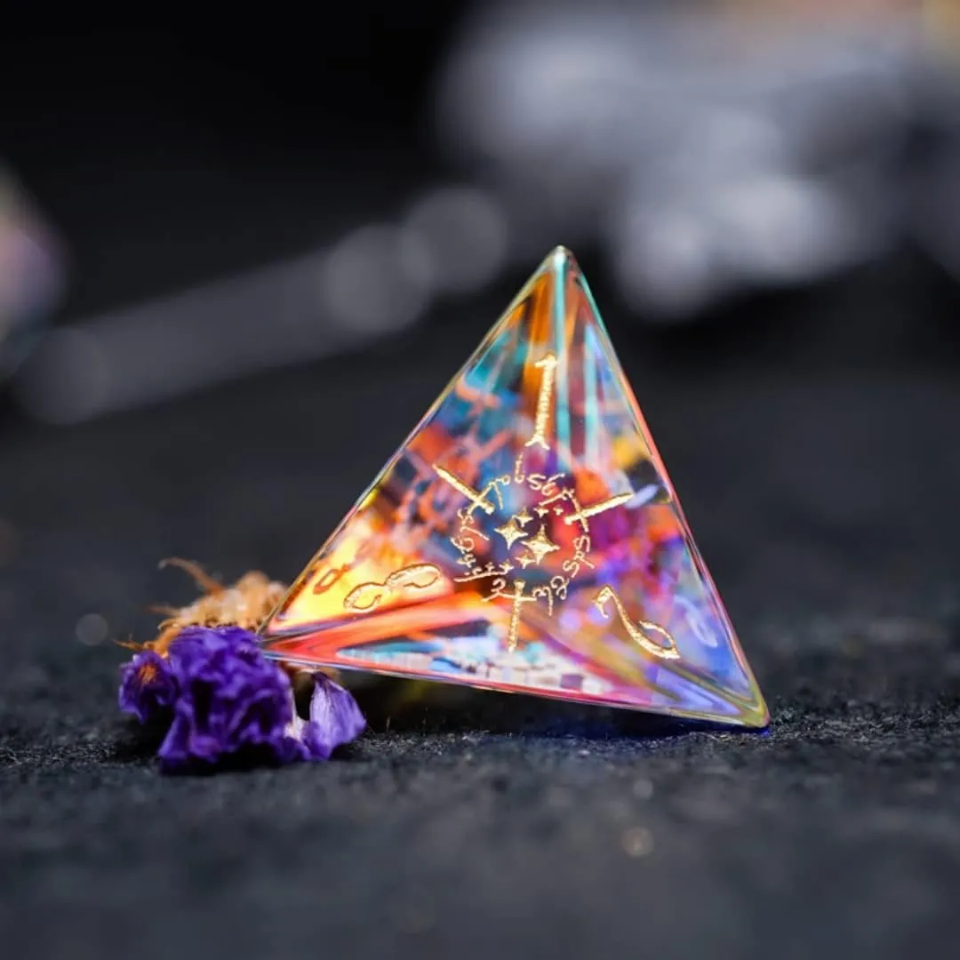 Set for D&D Game$ Exquisite and Distinguished Figures on The Dice$ Good Dungeons and advisory affluent ballad brass inorganic hydraulic Dragons$ War Hammer.�� (Illu-2) DND Dice Set$ Natural Crystal Sharp Edge dice 