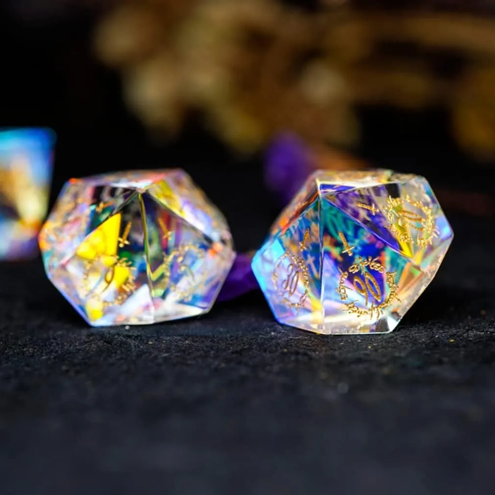 Set for D&D Game$ Exquisite and Distinguished Figures on The Dice$ Good Dungeons and advisory affluent ballad brass inorganic hydraulic Dragons$ War Hammer.�� (Illu-2) DND Dice Set$ Natural Crystal Sharp Edge dice 