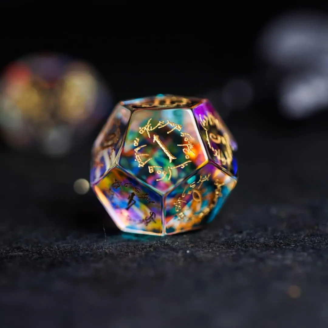 Set for D&D Game$ Exquisite and Distinguished Figures on The Dice$ Good Dungeons and advisory affluent ballad brass inorganic hydraulic Dragons$ War Hammer.�� (Illu-2) DND Dice Set$ Natural Crystal Sharp Edge dice 