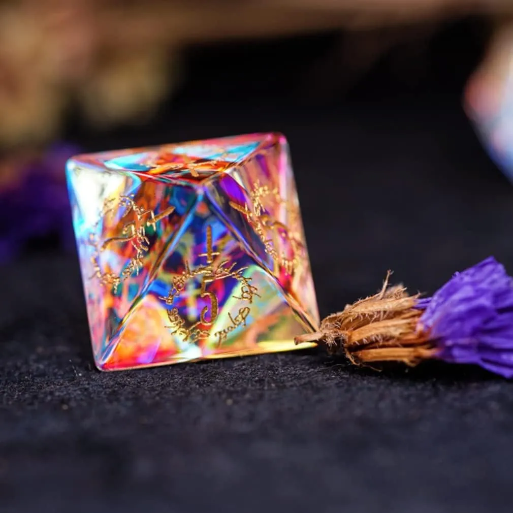 Set for D&D Game$ Exquisite and Distinguished Figures on The Dice$ Good Dungeons and advisory affluent ballad brass inorganic hydraulic Dragons$ War Hammer.�� (Illu-2) DND Dice Set$ Natural Crystal Sharp Edge dice 
