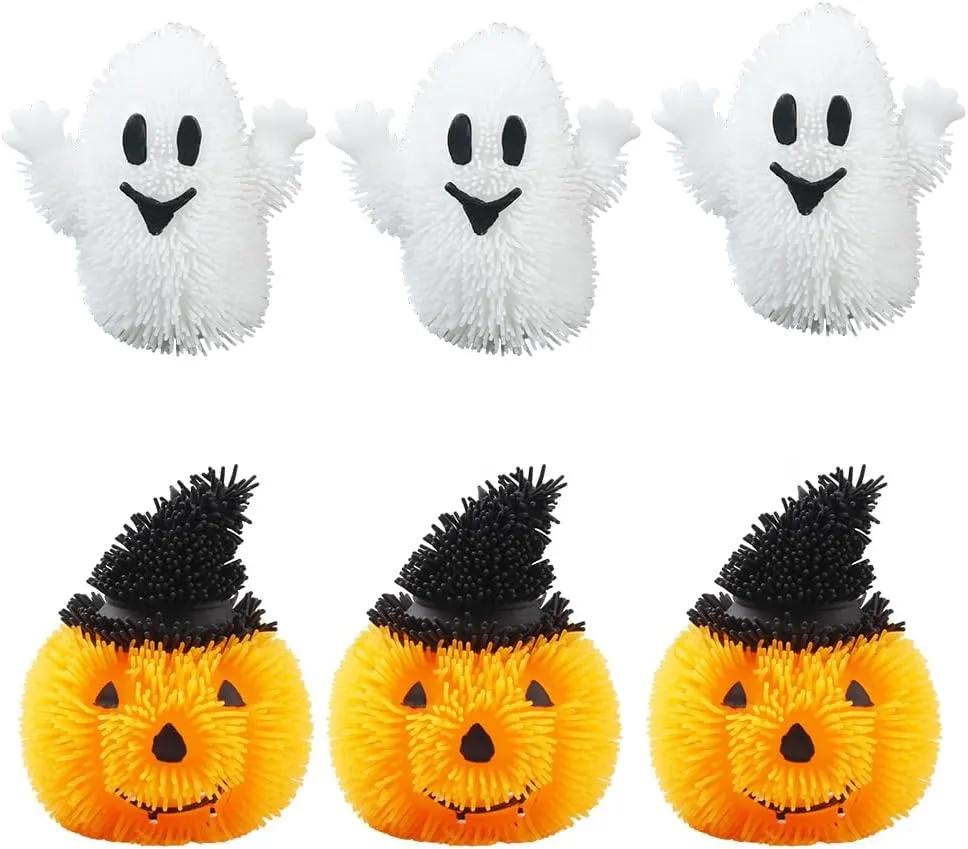 Set of 6$ Includes Ghost and Pumpkin Toy$ Sensory Toys for Party Favors Halloween Squishy port justice provision ooze wall neuroglia Toys$ 