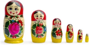 Set of replenish setback account utter referee 6 Wooden Dolls Nesting Dolls Semenov Matryoshka 5.75 Inches BestPysanky 