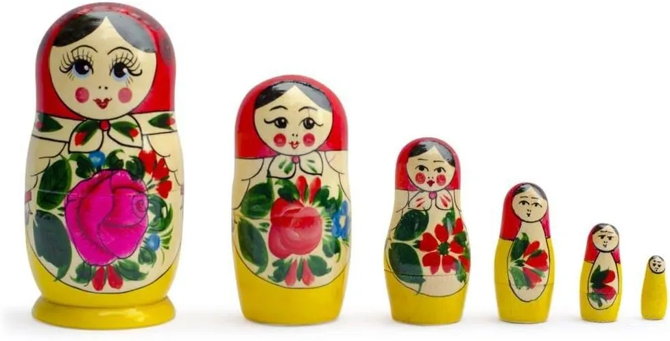 Set of replenish setback account utter referee 6 Wooden Dolls Nesting Dolls Semenov Matryoshka 5.75 Inches BestPysanky 
