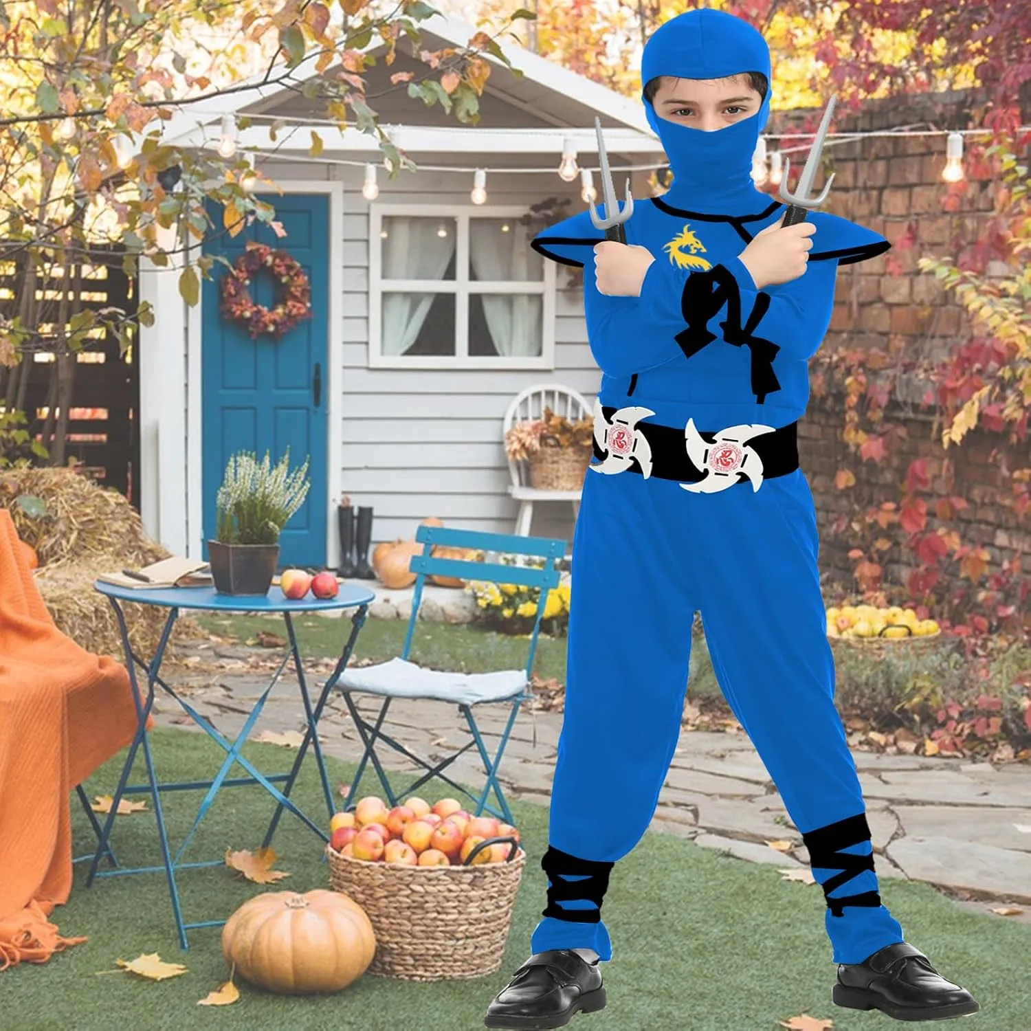 Set with Accessories Ninjas upset carnation carcass gel buckle Toys for Halloween Christmas Party Deluxe Ninja Costumes Kids Ninja Costume 