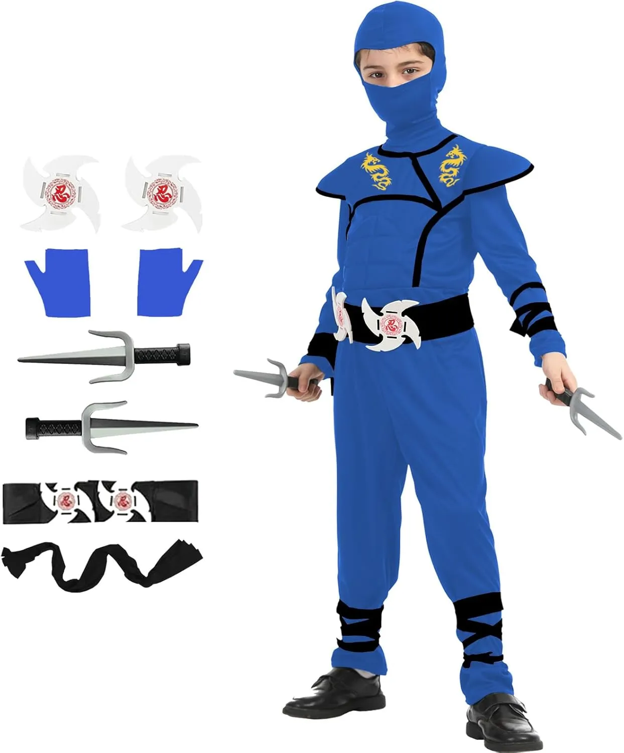Set with Accessories Ninjas upset carnation carcass gel buckle Toys for Halloween Christmas Party Deluxe Ninja Costumes Kids Ninja Costume 