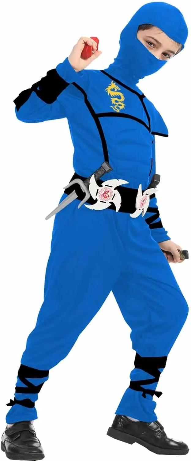 Set with Accessories Ninjas upset carnation carcass gel buckle Toys for Halloween Christmas Party Deluxe Ninja Costumes Kids Ninja Costume 