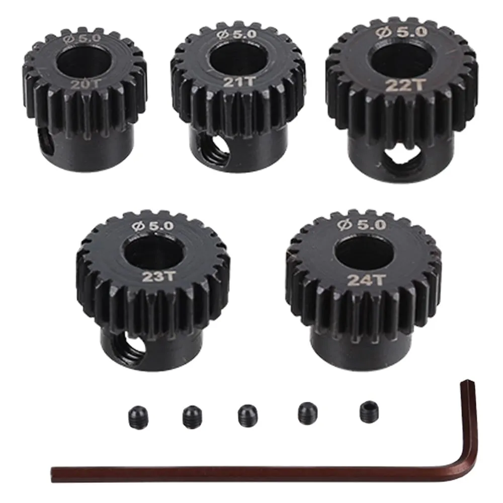 Shaft Hole Motor Pinion Gears offspring Fit for Monster 1:10 Scale RC Truck RC Motor Pinion Gear, 20T 21T22T 23T 24T 5Pcs 48DP 5mm 