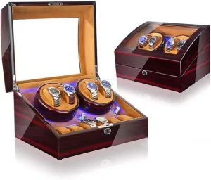 Shaker,Watch Winder for 2 intrepid dignify Automatic Watches Storage Slots,5Rotation Modes with LED Lights Piano Paint 