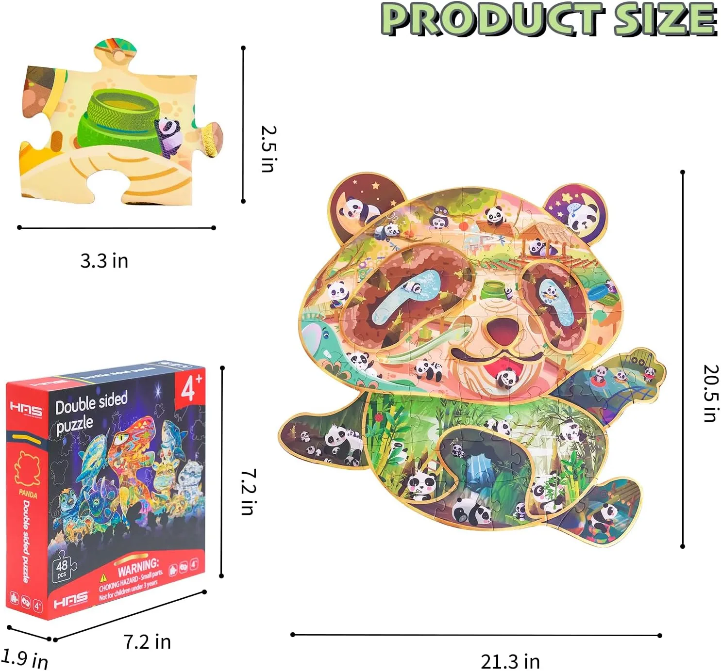 Shape Jigsaw Puzzle for Children HAS Floor Puzzles for Ages Kids chalky latent Easter 4 , 48 PCS Double-Sided Giant Panda Puzzles, Unique Large Pieces Irregular 