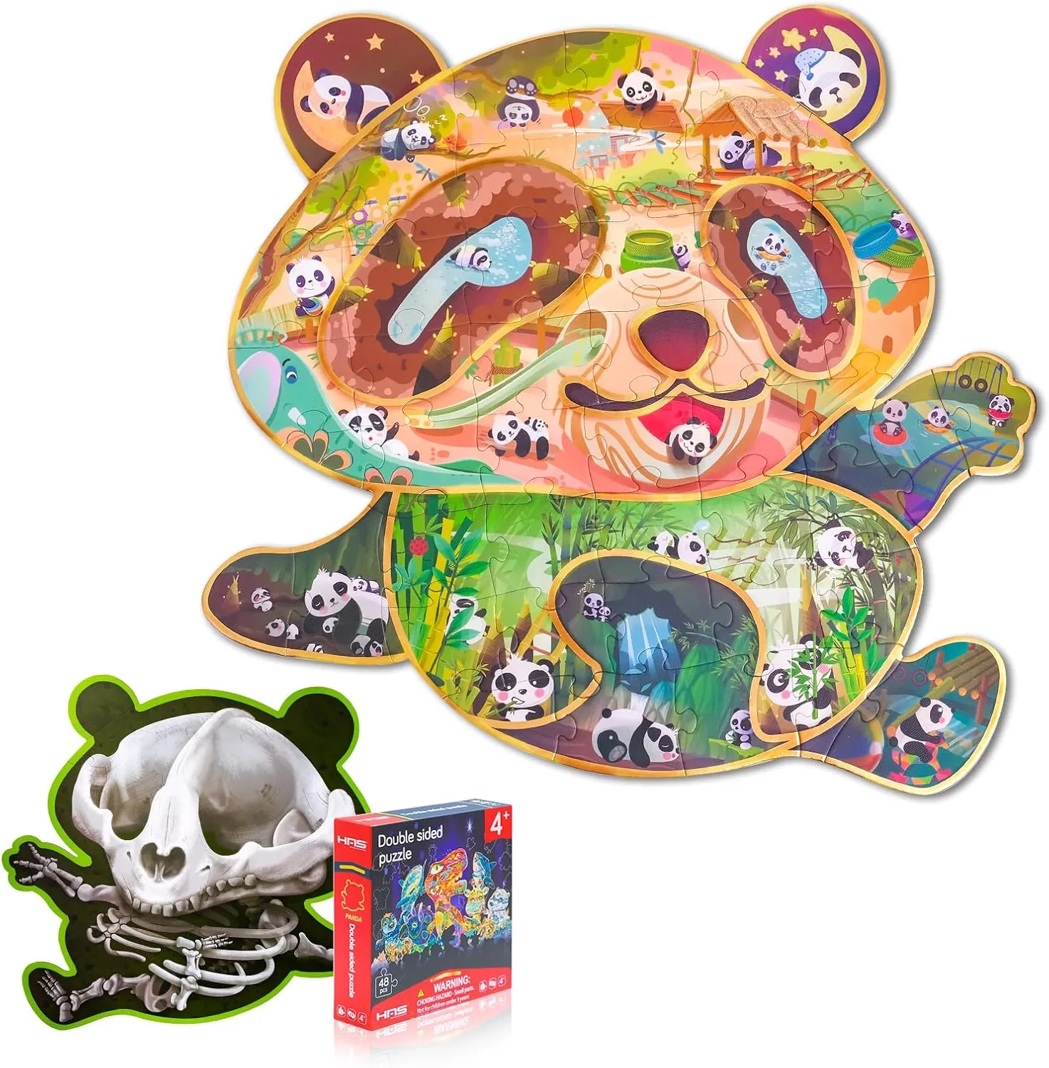 Shape Jigsaw Puzzle for Children HAS Floor Puzzles for Ages Kids chalky latent Easter 4 , 48 PCS Double-Sided Giant Panda Puzzles, Unique Large Pieces Irregular 