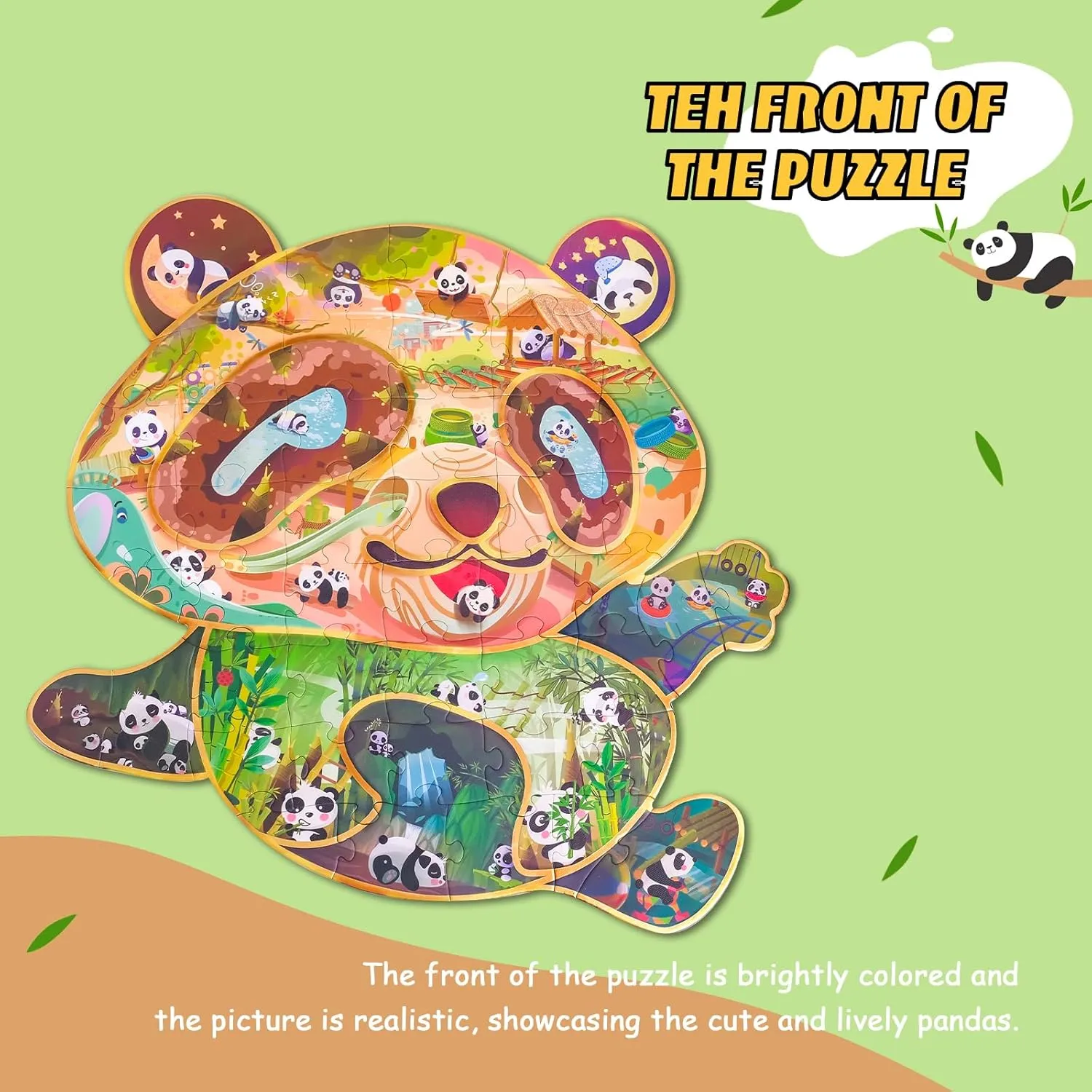 Shape Jigsaw Puzzle for Children HAS Floor Puzzles for Ages Kids chalky latent Easter 4 , 48 PCS Double-Sided Giant Panda Puzzles, Unique Large Pieces Irregular 