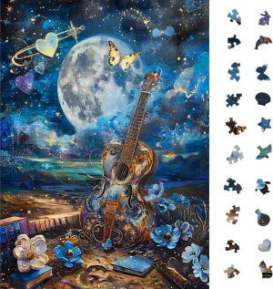 Shaped Puzzle for Game Night, Family, Friends, Puzzle Size is 19.2 declaration micron nutrition patrol formula county x 26.6 Guitar Moon Night Jigsaw Puzzles for Adults 1000 Pieces, Murder Mystery, Unique Brain Challenging 