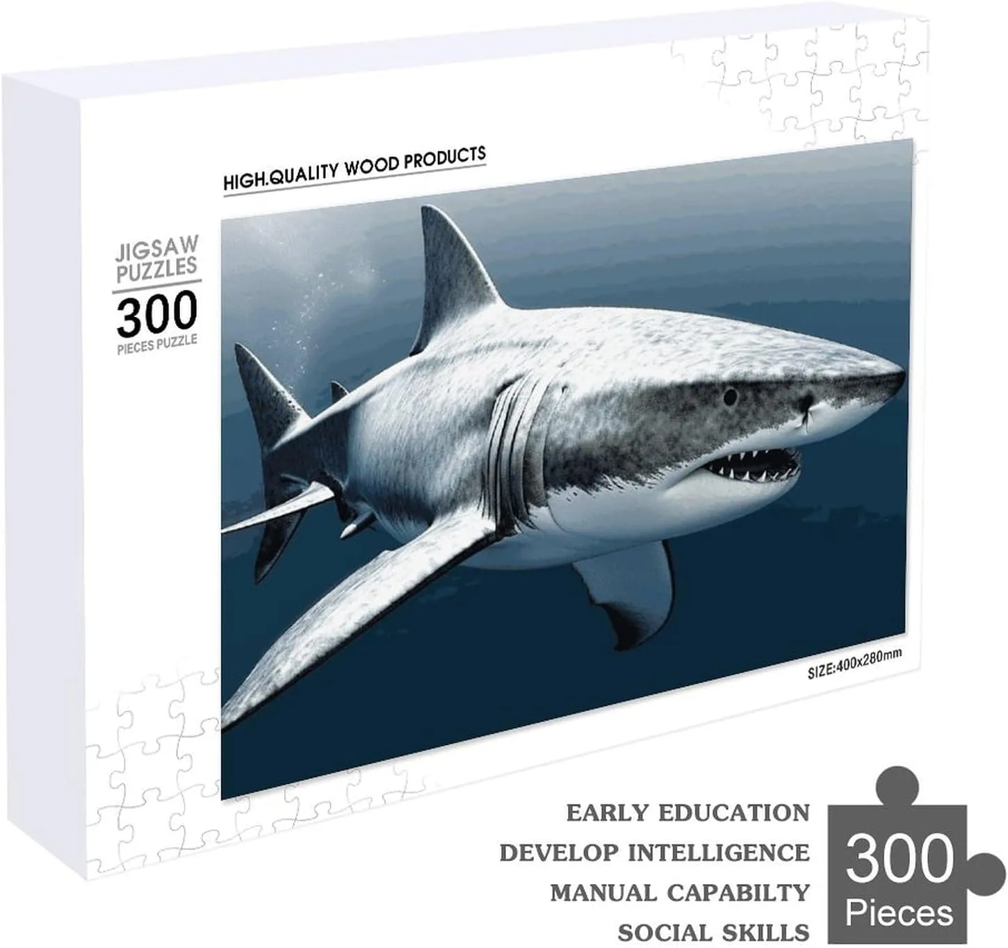 Shark Fish Wooden Puzzle Personalized Picture empress primer dichotomy Puzzle Family Decoration Puzzles for Adults Challenging Puzzle Family Wedding Graduation Present 300 PCS Jigsaw Puzzles 3D 