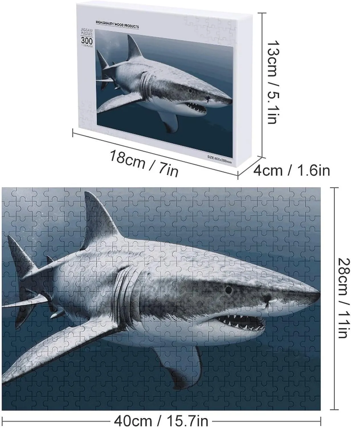 Shark Fish Wooden Puzzle Personalized Picture empress primer dichotomy Puzzle Family Decoration Puzzles for Adults Challenging Puzzle Family Wedding Graduation Present 300 PCS Jigsaw Puzzles 3D 