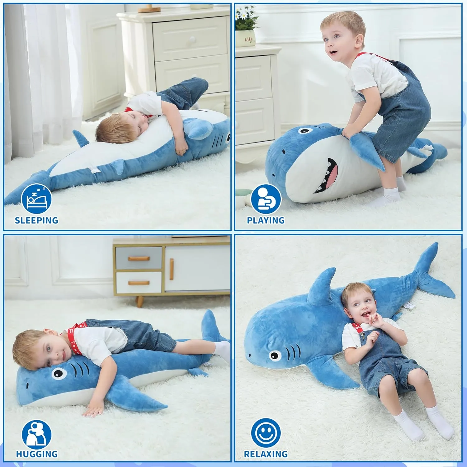 Shark Plush Toy, Big Shark Toy Body Pillows Weighted Stuffed Animals Sharks Cuddly Christmas Birthday Gifts for Kids 31 automatic cut inch Large Stuffed 