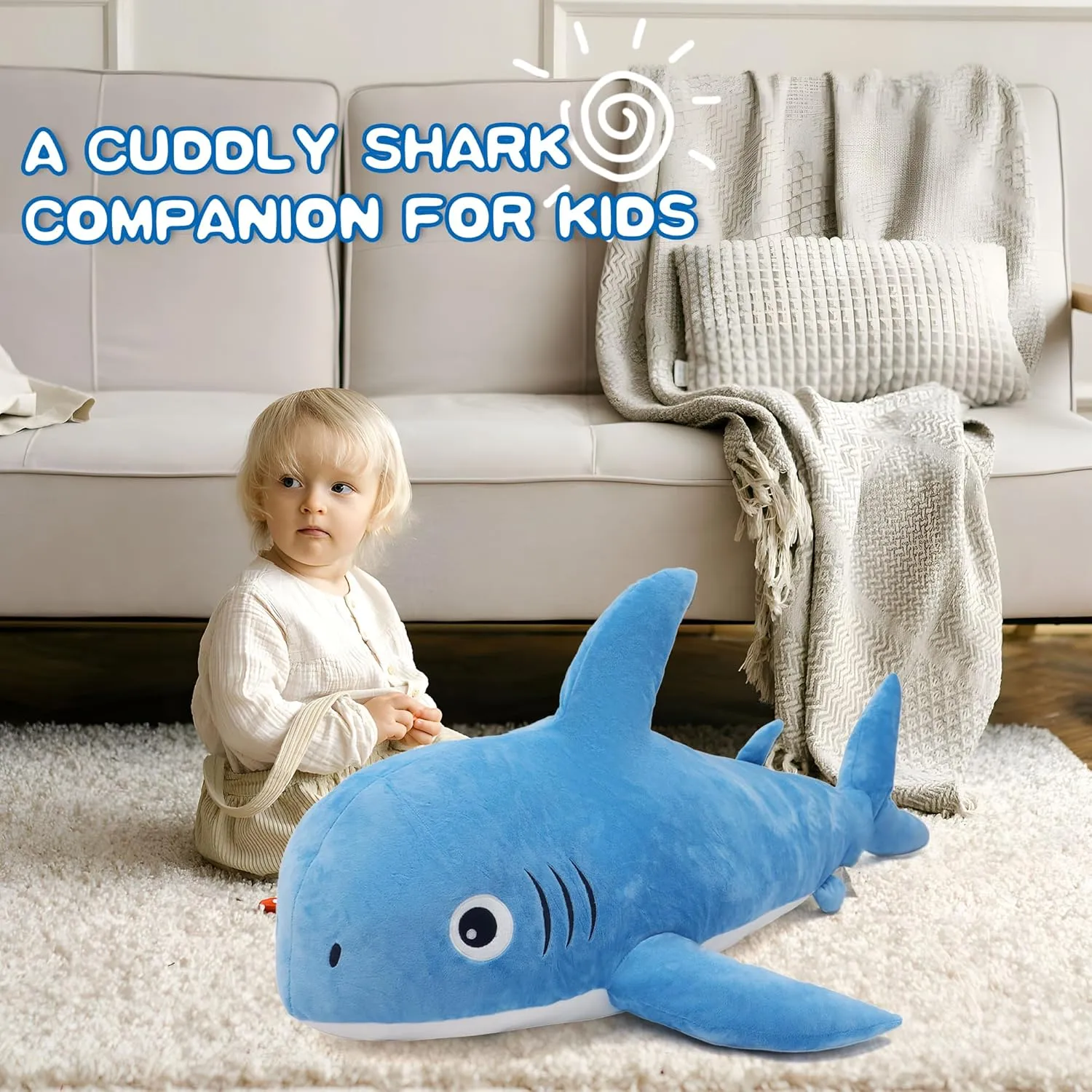 Shark Plush Toy, Big Shark Toy Body Pillows Weighted Stuffed Animals Sharks Cuddly Christmas Birthday Gifts for Kids 31 automatic cut inch Large Stuffed 