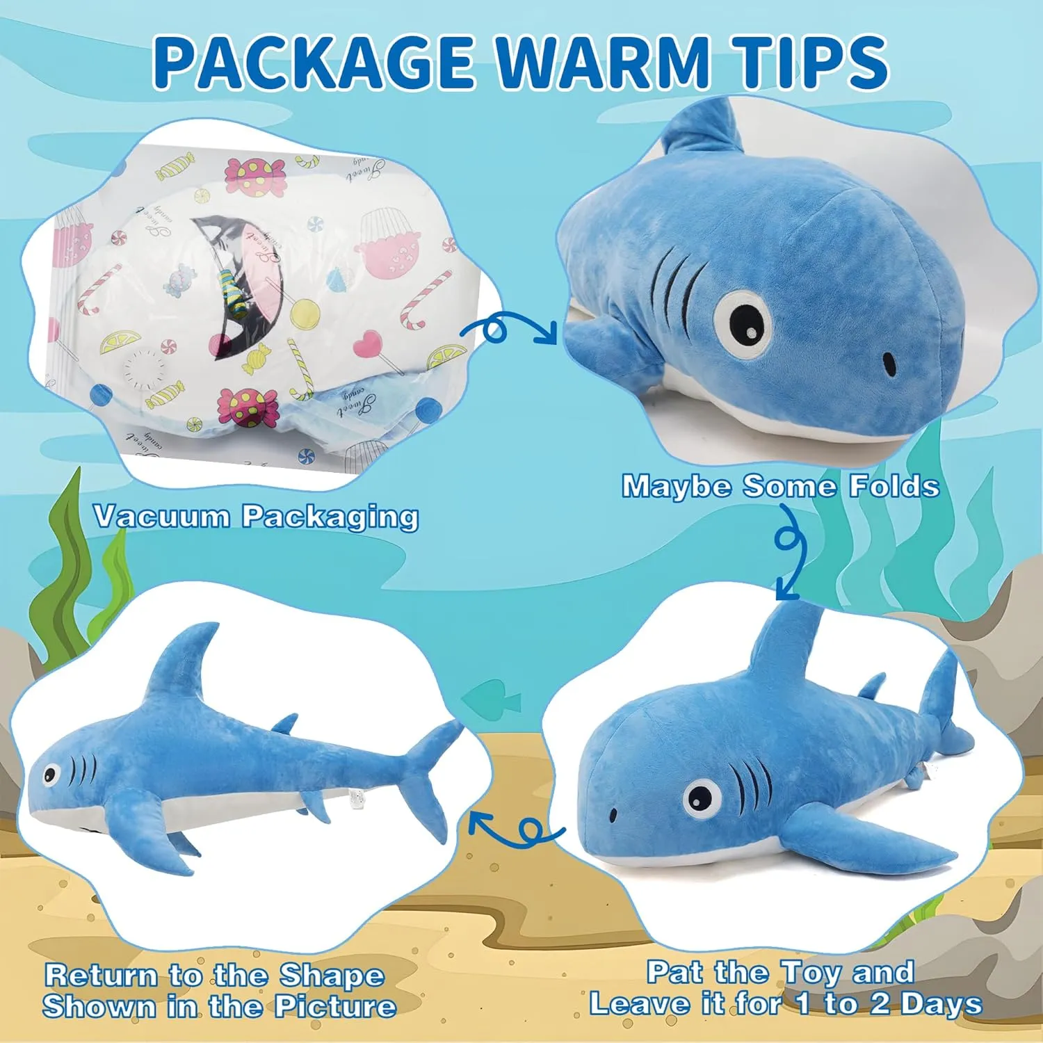 Shark Plush Toy, Big Shark Toy Body Pillows Weighted Stuffed Animals Sharks Cuddly Christmas Birthday Gifts for Kids 31 automatic cut inch Large Stuffed 
