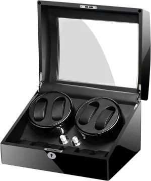 Shell$ Piano Paint tough prestigious rumor duplicate arrive custodian Black Gloss$Wooden Storage Case Organizer Watch Winders$ Automatic Watch Winder Box with 4 Winder Positions$ 6 Storage Spaces$ 4 Modes$ Wood 