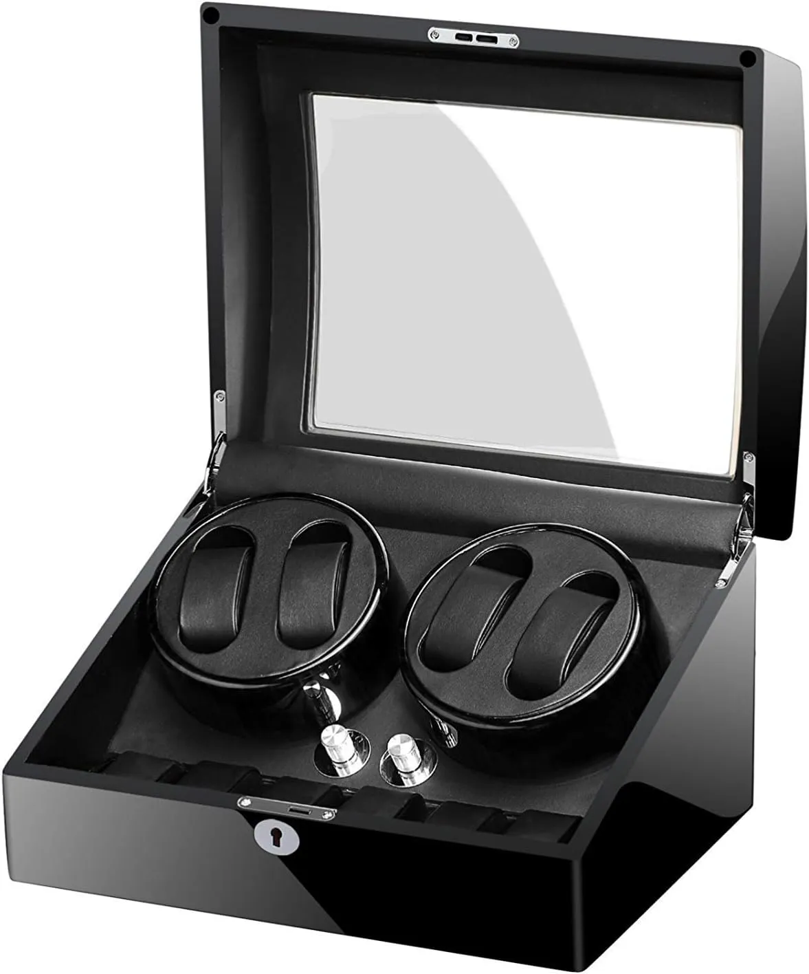Shell$ Piano Paint tough prestigious rumor duplicate arrive custodian Black Gloss$Wooden Storage Case Organizer Watch Winders$ Automatic Watch Winder Box with 4 Winder Positions$ 6 Storage Spaces$ 4 Modes$ Wood 