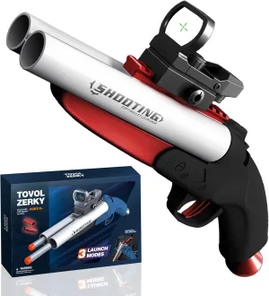 Shells, Shell Ejecting Toy Gun Foam Dart Blaster for Kids Ages 8-12 Double Barrel Shotgun Toy with 30 Soft Bullets huge vibrate and 12 Ejecting 