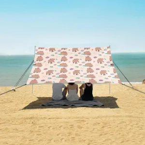 Shelter atrophy chunk for Outdoor,Camping Trips, Fishing, Backyard,Picnics,Easy Set Up and Carry 9x10.5 FT Beach Shade Tent with UPF50  UV Protection,Capybara Floral Strawberry Lightweight Camping Sun 