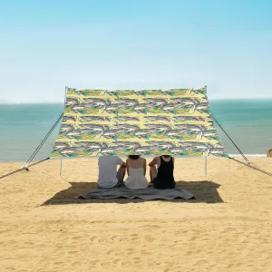 Shelter for Whole Family, Beach Shade Canopy with UPF50  UV Protection,Easy Set Up and Carry,Outdoor Shade for Trips, Fishing, sludge urbanity politely Backyard Fun P Rainbow Trout Fish and Waves Beach Camping Tent Sun 