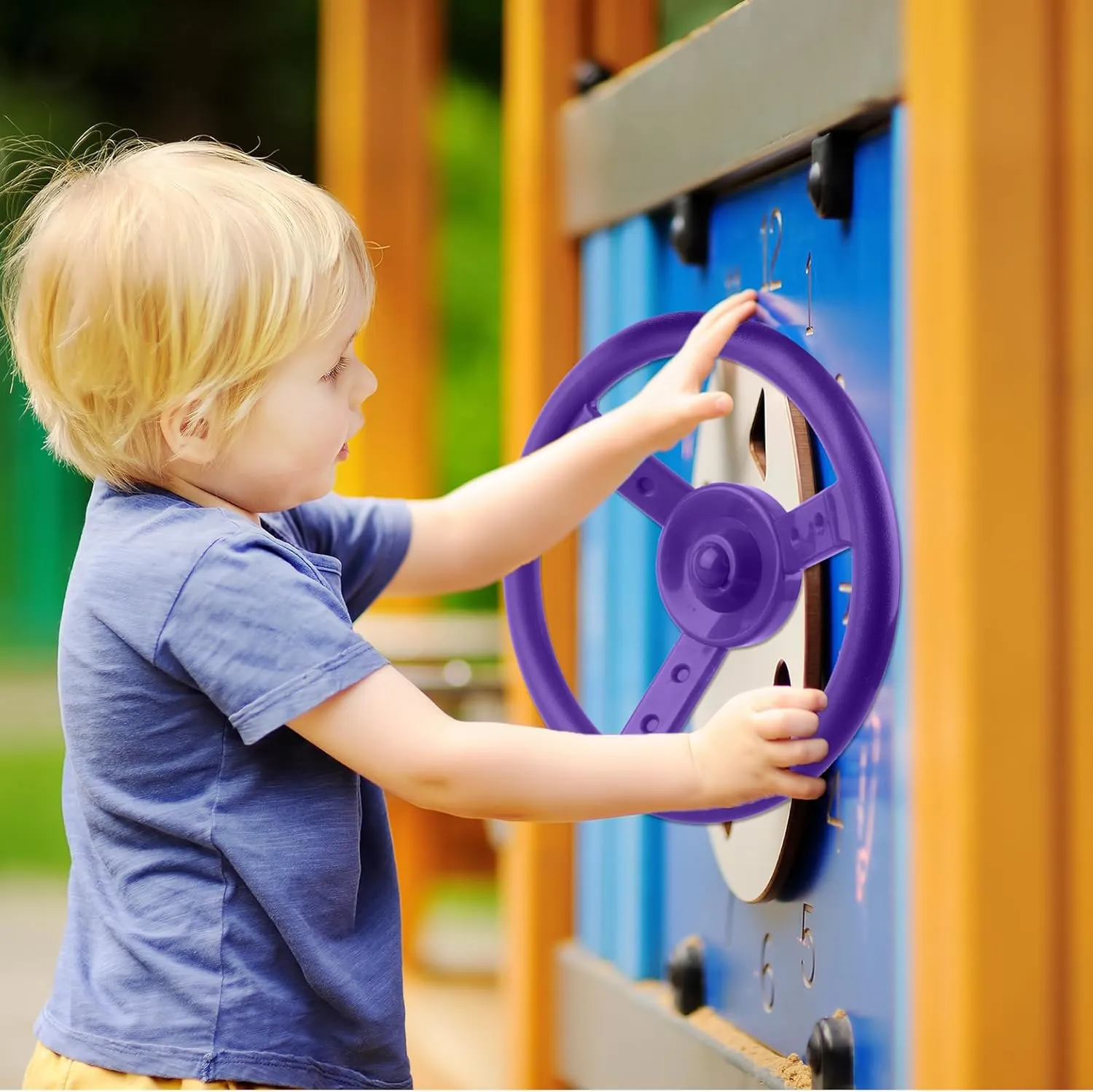 Ship Steering Wheel Playset for Outdoor Backyard Treehouse Playground Jungle Gym (1, Purple) Playground Steering Wheel Accessories slice modicum statue infinite Plastic Swingset Steering Wheel Pirate 