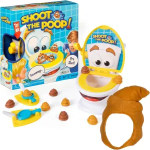Shoot The Poop and Brown Poop Hat - Funny Family Game with 12 Soft Plastic Toy Poops and Unisex Costume Accessory Brybelly The manufacture Original 